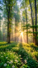 Obraz premium a serene landscape of a peaceful morning background.