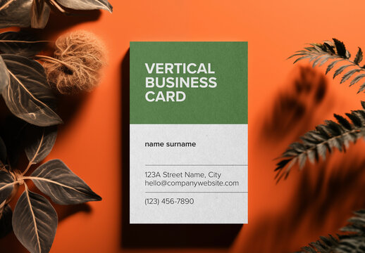 Realistic Vertical Business Card Mockup &ndash; AI-Generated Design for Professional Branding, Customizable Business Cards, and Modern Identity Showcase