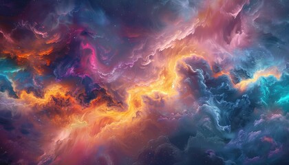 Fototapeta premium Abstract Cosmic Landscape with Swirling Nebulae and Scattered Stars