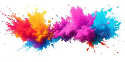 Multicolor powder explosion on White background. Colored cloud. Colorful dust explode. Paint Holi. colorful rainbow Holi paint color powder explosion with bright colors isolated white background.	