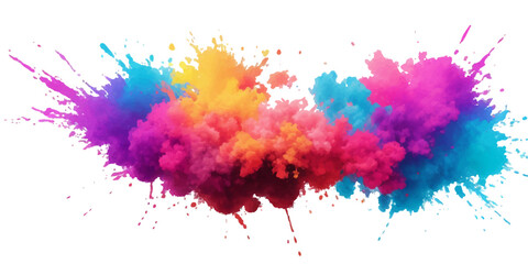 Multicolor powder explosion on White background. Colored cloud. Colorful dust explode. Paint Holi. colorful rainbow Holi paint color powder explosion with bright colors isolated white background.	