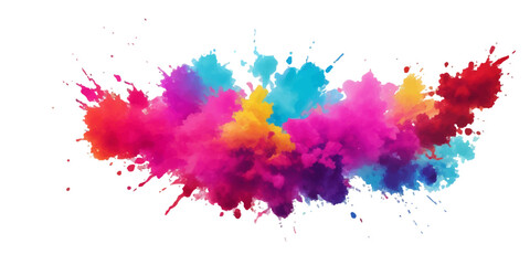 Multicolor powder explosion on White background. Colored cloud. Colorful dust explode. Paint Holi. colorful rainbow Holi paint color powder explosion with bright colors isolated white background.	
