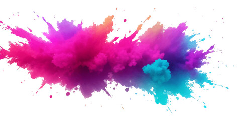 Multicolor powder explosion on White background. Colored cloud. Colorful dust explode. Paint Holi. colorful rainbow Holi paint color powder explosion with bright colors isolated white background.	