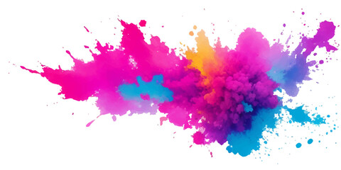 Multicolor powder explosion on White background. Colored cloud. Colorful dust explode. Paint Holi. colorful rainbow Holi paint color powder explosion with bright colors isolated white background.	