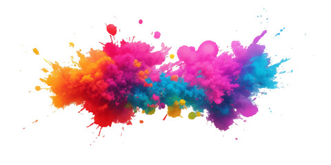 Multicolor powder explosion on White background. Colored cloud. Colorful dust explode. Paint Holi. colorful rainbow Holi paint color powder explosion with bright colors isolated white background.	