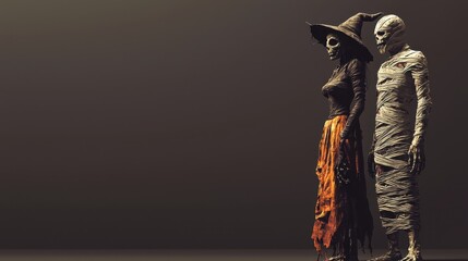 3D Rendered Halloween Costume Characters for Festivities