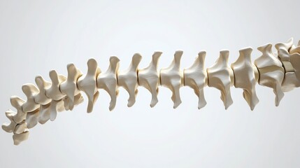 Detailed view of a human spine model, focusing on the vertebrae and alignment, medical concept