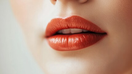 Fototapeta premium Close-up of Lips with Red Lipstick