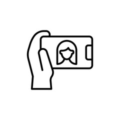 Selfie outline icons, minimalist vector illustration ,simple transparent graphic element .Isolated on white background