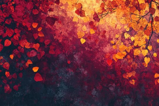 fall foliage ignites in brilliant reds and yellows, painting natures canvas with a vibrant beauty, a captivating banner concept