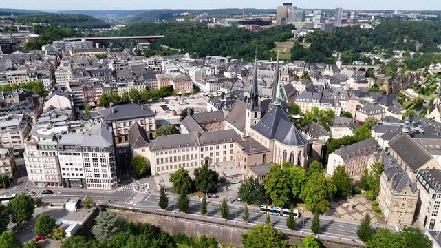 Aerial view of Upper Town (Ville Haute), part of Luxembourg City, Luxembourg