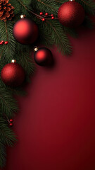 Red Christmas Ornaments and Pine