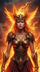 The Firestorm Valkyrie Surrounded by Flames and Glowing Armor
