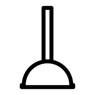 recommend clip art: Black and white line icon of a plunger on a white background.