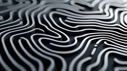 High-contrast abstract lines forming a maze-like pattern, futuristic and intricate design