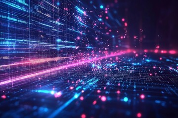 Fototapeta premium Digital Technology background of data and network created with Generative AI