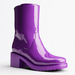 Chic  patent leather boot with a block heel, perfect for making a bold fashion statement.