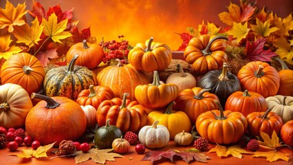 Naklejka premium Celebrate the season with our beautiful autumn decorations! Shop our Black Friday sale for stunning pumpkins and leaves to elevate your home’s fall