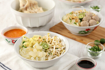Close Up Mie Kocok Bandung on White Bowl