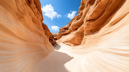 A narrow slot canyon with smooth undulating walls
