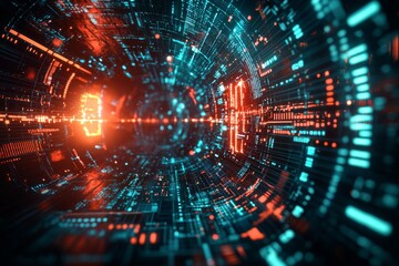 Obraz premium Digital Technology background of data and network created with Generative AI