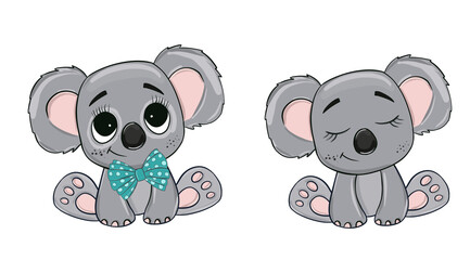Obraz premium Cute Baby koala Painting isolated on white background.