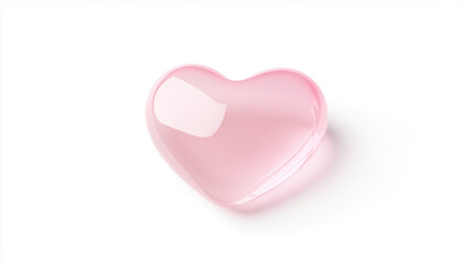 Obraz premium pink heart isolated on white background, A pink 3D heart with a bouncy jelly texture
