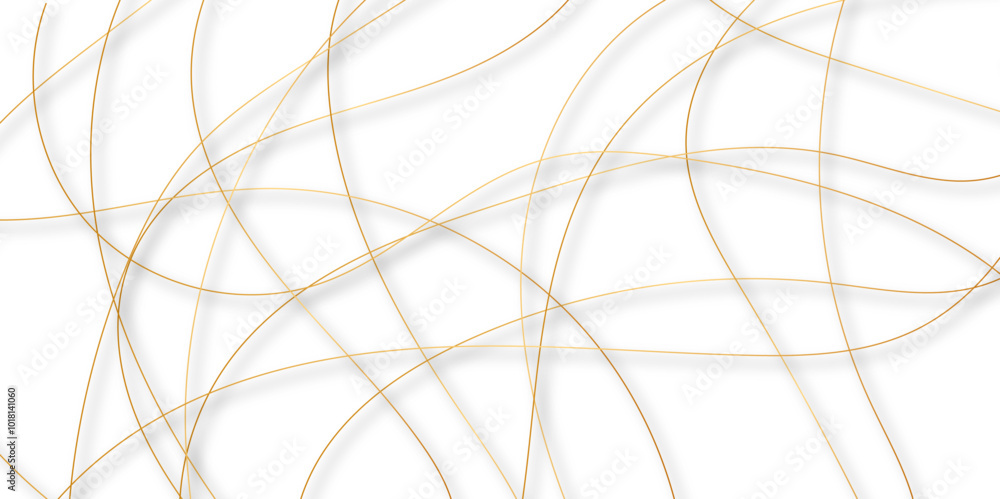 Aufkleber White abstract background with golden diagonal lines and shadows. modern random pattern line stroke transparent background. Simple gold scribble line backdrop Minimal style website banner design.	