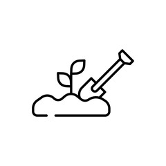 Gardening icon. Simple outline style. Garden, farming, shovel, soil, spade, organic, trowel, dirt, nature, farm, agriculture concept. Thin line symbol. Vector illustration isolated.