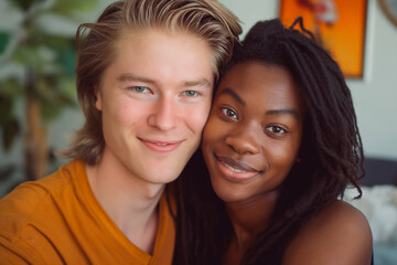 Fototapeta premium happy multiracial couple