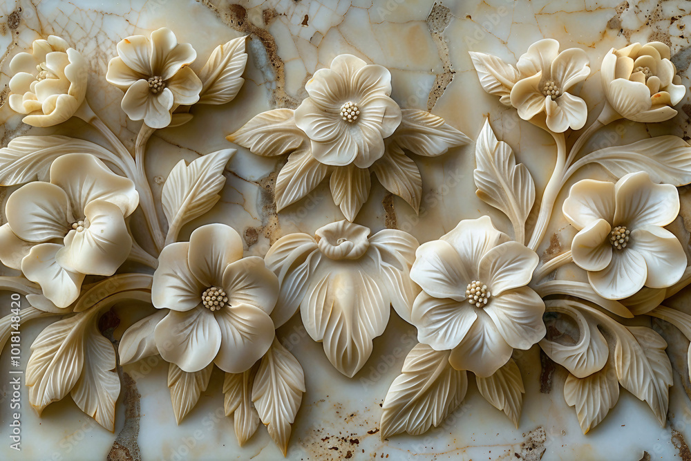 Aufkleber bas relief pattern on concrete wall created with generative ai technology