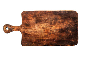 wooden cutting board top view, isolated