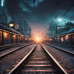 Fototapeta premium railway at night