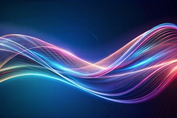 Obraz premium Abstract background with neon wave lines and lights