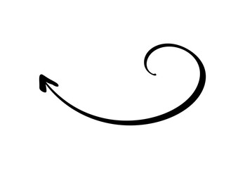 Black arrow pointing down following a curved path
