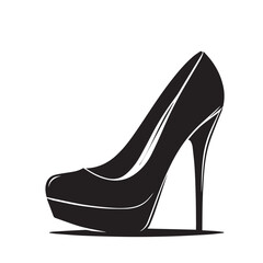 Shoe vector logo. High heel shoe vector silhouette design. women's shoes silhouette vector design. 