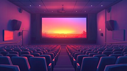 Fototapeta premium Empty movie theater with seats. Perfect for movie posters, cinema marketing or film reviews.