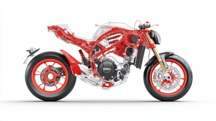Obraz premium Transparent Motorcycle Design with Red Accents