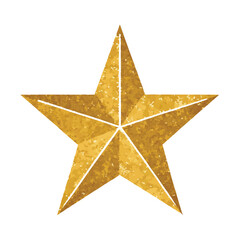 Gold glitter star symbol, illustration on white background.