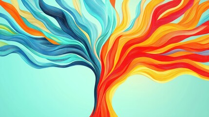 Colorful abstract tree art creating a vibrant display of flowing lines.