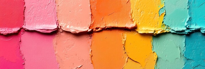 Colorful paint texture samples on a white isolated background.