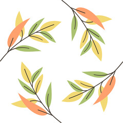 Autumn floral leaves pattern frame