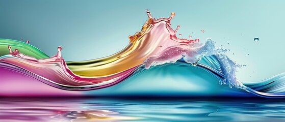 Colorful water splash with a gradient of shades creating a vibrant, dynamic visual effect.