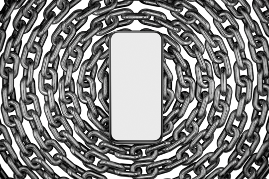 Mockup of a phone with a transparent screen and and background. Mockup of a smartphone with a transparent screen and an iron chain Mockup of a smartphone with iron chains for your website, application