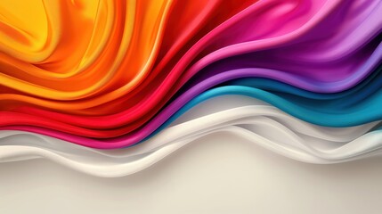 Vibrant waves of colored fabric create a stunning visual texture on a smooth white background.