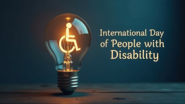 Celebrating International Day of People with Disabilities, Illuminated Light Bulb, Accessibility Symbol, Inclusion Concept