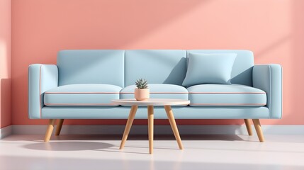 Modern Sofa, Coral Pink Room