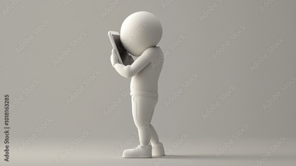 Poster a 3d person using a smartphone backward, their face confused as they try to figure out what s wrong 