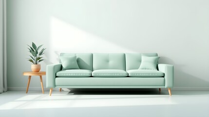 Minimalist Living Room, Mint Sofa