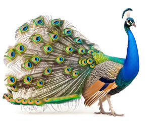 peacock displaying colorful feathers